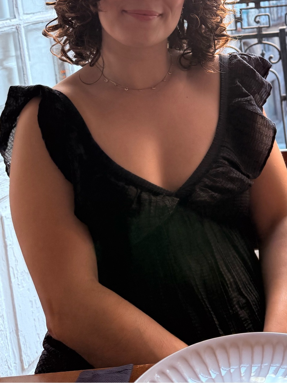 Mango Black V‑Neck Maxi Dress with Ruffle Sleeves